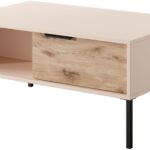 Τραπεζάκι Rave με συρτάρια Μπεζ+φυσικό Viking 97x45x60cm