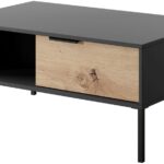 Τραπεζάκι Rave με συρτάρια ανθρακί+φυσικό Αρτιζάν 97x45x60cm