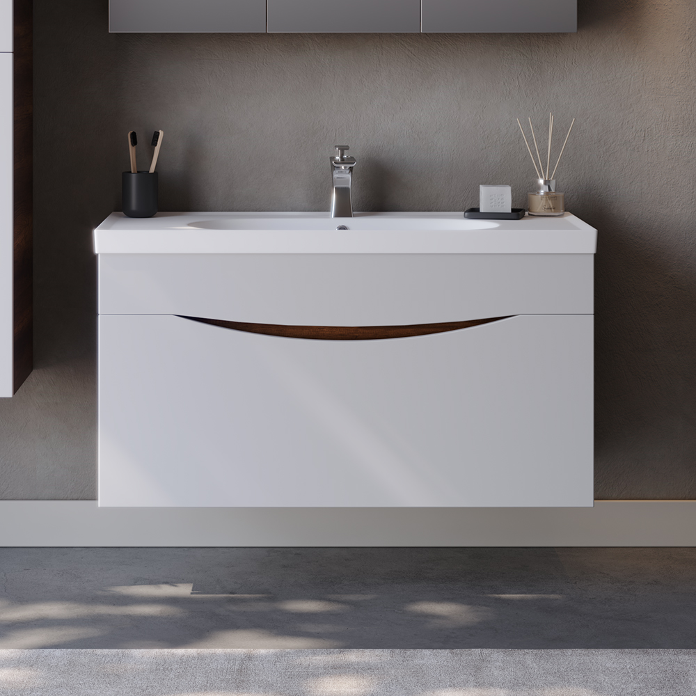 SMILE-100-BEYAZ Πάγκος SMILE Λευκό / Barok MDF 18mm Λάκα 100 S3BSMIL100WB 100x45.5x54.5cm - Image 1