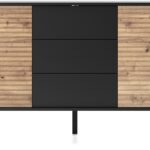 Μπουφές Willow με συρτάρια ανθρακί + φυσικό Αρτιζάν 154x83x40cm