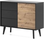 Μπουφές Willow με συρτάρια ανθρακί + φυσικό Αρτιζάν 104x83x40cm