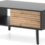 Τραπεζάκι Willow με συρτάρια ανθρακί + φυσικό Αρτιζάν 104x68x46cm