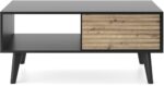 Τραπεζάκι Willow με συρτάρια ανθρακί + φυσικό Αρτιζάν 104x68x46cm - Image 2