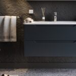 Πάγκος PERLA Aνθρακί με λευκά πλαινα MDF 18mm Λάκα 100 S3BPERL100ANM 105x46x53cm