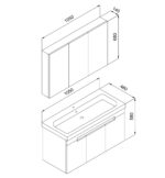 Σετ Έπιπλο Μπάνιο TREND Ανθρακί MDF 18mm Λάκα 105 9STRE105ABM - Image 2