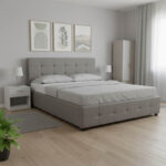 Κρεβάτι Roi pakoworld με αποθηκευτικό χώρο pu γκρι ματ 160x200εκ