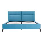 Κρεβάτι Ikina pakoworld βελούδο σε πετρόλ απόχρωση 160x200εκ - Image 3