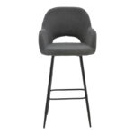 Σκαμπό bar Renish pakoworld μπουκλέ γκρι-μεταλλικό μαύρο πόδι 51x57x114εκ - Image 3