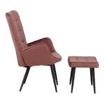 Πολυθρόνα με υποπόδιο Dorita pakoworld βελούδο σάπιο μήλο-πόδι μαύρο μέταλλο 68.5x76x103εκ - Image 2