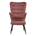 Πολυθρόνα με υποπόδιο Dorita pakoworld βελούδο σάπιο μήλο-πόδι μαύρο μέταλλο 68.5x76x103εκ - Image 3