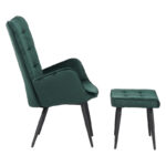 Πολυθρόνα με υποπόδιο Dorita pakoworld βελούδο κυπαρισσί-πόδι μαύρο μέταλλο 68.5x76x103εκ - Image 2