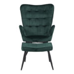 Πολυθρόνα με υποπόδιο Dorita pakoworld βελούδο κυπαρισσί-πόδι μαύρο μέταλλο 68.5x76x103εκ - Image 3