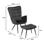 Πολυθρόνα Maddison με υποπόδιο-μαξιλάρι pakoworld κρεμ βελούδο-πόδι φυσικό 68x72x98εκ - Image 5