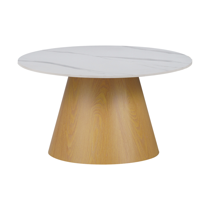 029-000265-1 Τραπέζι σαλονιού Soleire Inart λευκό μαρμάρου sintered stone Φ70x40εκ - Image 1