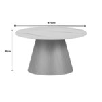 Τραπέζι σαλονιού Soleire Inart λευκό μαρμάρου sintered stone Φ70x40εκ - Image 4