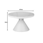 Τραπέζι σαλονιού Coozlin Inart sintered stone σε απόχρωση λευκό μαρμάρου με λευκό-χρυσό μέταλλο Φ70x40εκ - Image 3