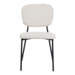 Καρέκλα Cathair pakoworld μπουκλέ ύφασμα σε μπεζ απόχρωση με μαύρα μεταλλικά πόδια 48x53x82εκ - Image 3