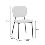 Καρέκλα Cathair pakoworld μπουκλέ ύφασμα σε μπεζ απόχρωση με μαύρα μεταλλικά πόδια 48x53x82εκ - Image 5