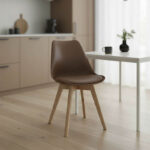 Καρέκλα Gaston pakoworld PP-PU καφέ απόχρωση- φυσικό πόδι 43x51x75εκ