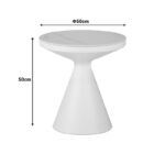 Βοηθητικό τραπέζι Coozlin Inart sintered stone σε απόχρωση λευκό μαρμάρου με λευκό μέταλλο Φ50x50εκ - Image 4