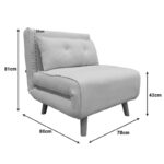 Πολυθρόνα-κρεβάτι Josuane I pakoworld βελούδο σε γκρι απόχρωση 78x80x81εκ - Image 4