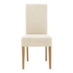 Καρέκλα Ditta pakoworld ύφασμα σε γκρι-μπεζ απόχρωση με πόδι μασίφ ξύλο σε καρυδί απόχρωση - Image 3