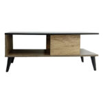 Τραπέζι σαλονιού Moses pakoworld χρώμα μαύρο μαρμάρου-καρυδί 90x54x37.5εκ - Image 2