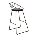 Σκαμπό μπαρ Seth pakoworld μέταλλο μαύρο-μαξιλάρι PVC μαύρο