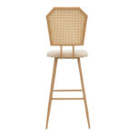 Σκαμπό μπαρ Camilla I pakoworld φυσικό pe rattan με μπεζ ύφασμα και μέταλλο σε φυσική απόχρωση 47.5x58x117εκ - Image 4