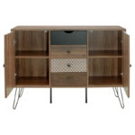 Μπουφές Boho pakoworld με τέσσερα συρτάρια καρυδί μεταλλικά πόδια 122x39,5x86εκ - Image 4