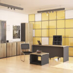 Ντουλάπι γραφείου χαμηλό επαγγελματικό Lotus pakoworld χρώμα φυσικό ανθρακί 80x40x80εκ