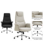 Καρέκλα γραφείου διευθυντή Rekter pakoworld PU σε μαύρη απόχρωση 77x65x119-127εκ