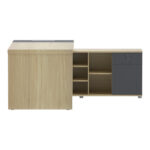 Γραφείο επαγγελματικό Lotus pakoworld με δεξιά γωνία σε φυσική-ανθρακί απόχρωση 180x180x75εκ - Image 3