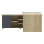 Γραφείο επαγγελματικό Lotus pakoworld αριστερή σε φυσική-ανθρακί απόχρωση 180x180x75εκ - Image 3