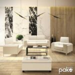 Καναπές Shea pakoworld 2θέσιος PU ivory-inox 158x80x87εκ