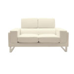 Καναπές Shea pakoworld 2θέσιος PU ivory-inox 158x80x87εκ - Image 2