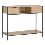 Κονσόλα Regando pakoworld σε oak απόχρωση με μαύρο μέταλλο 100x35x80εκ