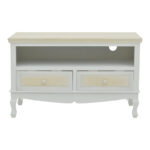 Έπιπλο τηλεόρασης Joliene Inart mdf σε λευκή αντικέ-φυσική απόχρωση 100x42x61εκ - Image 2