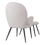 Πολυθρόνα με υποπόδιο Qarar pakoworld μπουκλέ ύφασμα σε λευκή απόχρωση με μαύρα μεταλλικά πόδια 67.5x67.5x106εκ - Image 2