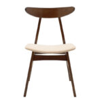 Καρέκλα Orlean pakoworld μπεζ ύφασμα-rubberwood καρυδί πόδι - Image 3