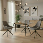 Τραπέζι Astrid pakoworld γυάλινο 10χιλ - πόδι μαύρο 140x80x75εκ