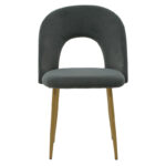 Καρέκλα Jonah pakoworld βελούδο ανθρακί-φυσικό πόδι - Image 3