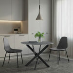 Τραπέζι Dammero pakoworld mdf σε ανθρακί απόχρωση με πόδι μαύρο μέταλλο Φ100x75εκ