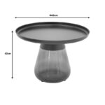 Βοηθητικό τραπέζι Kunlo Inart μαύρο μέταλλο-μαύρο γυαλί Φ60x42εκ - Image 4