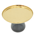 Βοηθητικό τραπέζι Kunlo Inart χρυσό χρώμιο-μαύρο γυαλί Φ60x42εκ - Image 2