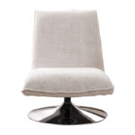 Πολυθρόνα Remona pakoworld περιστρεφόμενη κρεμ ύφασμα-πόδι χρωμίου 63x80x80εκ - Image 4