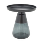 Τραπέζια σαλονιού Kunlo Inart σετ 2τεμ μαύρο μέταλλο-μαύρο γυαλί - Image 2