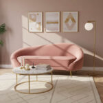 Καναπές 3θέσιος Amora pakoworld βελούδο σάπιο μήλο-χρυσό 180x81x77εκ