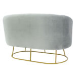 Καναπές 2θέσιος Rony pakoworld βελούδο γκρι-χρυσό 132x82x83εκ - Image 4