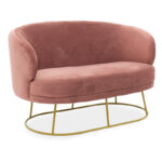 Καναπές 2θέσιος Rony pakoworld βελούδο σάπιο μήλο-χρυσό 132x82x83εκ